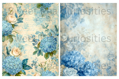 Blue, Flowers, Paper, Shabby Chic, Papers, Junk Journal Product Image 3