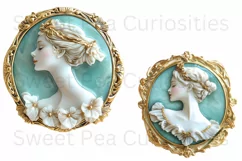 Cameo, Brooch, Victorian, Ephemera, PNG, Flower, Clipart Product Image 3