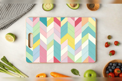 Pastel Geometric Shapes Cutting Boards sublimation Design Product Image 3