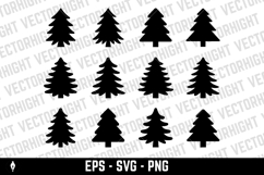 A black and white vector set of pine tree icons. Product Image 3