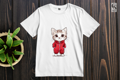 Cute Kitten in Red Outfit Clipart Sublimation PNG Product Image 2