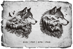 Wolf Silhouette with Mountain and Forest Product Image 3