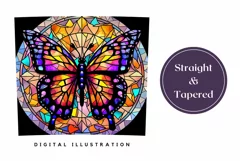 Stained Glass Butterfly Tumbler Wrap PNG, Butterfly PNG Product Image 3
