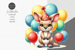Party animals, Kangaroo clipart, Birthday clipart Product Image 1