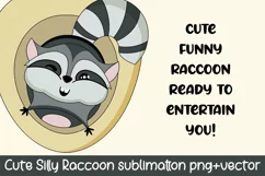 Cute Raccoon. Sublimation Designs for t-shirts.PNG Product Image 3