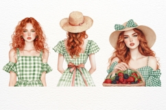Green Picnic Girl Clipart 15 PNG, Summer Fashion Watercolor Product Image 3