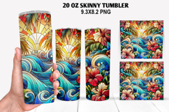 Flowers Skinny Tumbler 20oz Wrap Design, Summer Tumble PNG Product Image 1