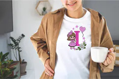 Letter I Girl Machine Embroidery Design Product Image 2