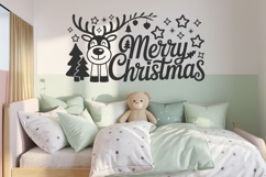 Merry Christmas SVG Sign, Reindeer Baubles Cute Xmas SVG PNG Product Image 3