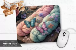 Butterfly And Floral Hand Dyed Yarn Mouse Pad PNG Design Product Image 1