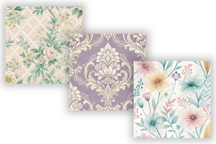 Pastel Toile Digital Paper Pack, Vintage Floral Toile Product Image 3