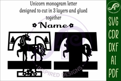 Unicorn Capital Monogram Letter name sign T SVG Product Image 3