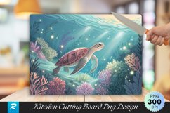 Underwater Turtle Glow Cutting Board PNG Product Image 1