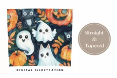 Halloween Pumpkins Tumbler Wrap, Cartoon Ghosts Tumbler PNG Product Image 3