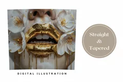 Gold Lips Tumbler Wrap Design, Floral Tumbler Design Product Image 3