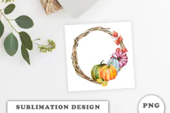 Watercolor Autumn Pumpkins Frame png Product Image 3