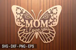 Mom I Love You Laser Cut SVG, Mother's Day Round Sign Design Product Image 3