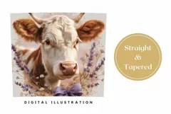 Summer Cow Tumbler Wrap Design, Wild Flowers Tumbler PNG Product Image 3