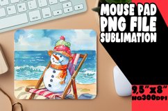 Sunny Snowman Sizzle: Beachy Mouse Pad PNG Product Image 1