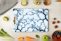 Blue Winter Cherry Blossoms Cutting Boards sublimation Desig Product Image 3