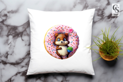 Cute Hedgehog With Donut Cartoon Clipart Sublimation PNG Product Image 3