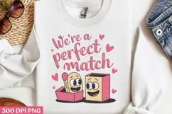 We're a perfect match PNG,Retro Valentine PNG Product Image 3