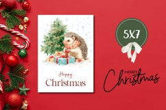 Christmas Hedgehog Greeting Card, Winter Greeting Card Product Image 3