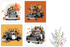 Fall Truck Square Coasters, Sunflowers Coaster Designs Product Image 3