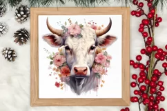 Beautiful Christmas Cow Clipart, Christmas Cow Clipart Product Image 3