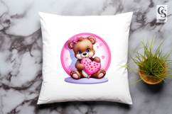 Pink Bear with Heart and Cupcake Clipart Sublimation Png Product Image 3