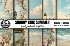 Shabby Chic Summer Junk Journal Paper PNG Product Image 1