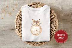 Boho Christmas Ball Illustration, Gold Christmas PNG Product Image 3