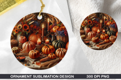 Pumpkin Stained Glass Ornament PNG, Digital Download File Product Image 1
