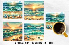 Sea Sqaure Coaster Sublimation Design|Coaster Sublimation Product Image 1