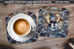 Snowman Coaster Sublimation, Christmas Coaster PNG Design Product Image 1