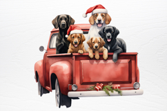Vintage Red Truck With Many Clipart Product Image 3