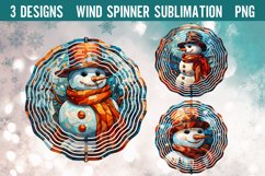 Stained Glass Christmas Snowman Wind Spinner Sublimation PNG Product Image 1