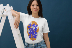 Modern Blue Leaf Abstract Oval Embroidery Design Product Image 3