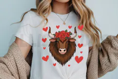 Long Hair cow Sublimation PNG, Valentine Day Sublimation PNG Product Image 3