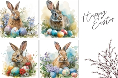 Watercolor Easter Pillow Design, Cartoon Easter Bunny Pillow Product Image 3