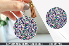 Flower Keychain Sublimation - Spring Keychain PNG Design Product Image 1