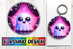 Bright Ornaments Round Sublimation PNG, 3D Cute Ghost Product Image 1