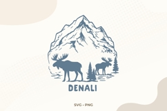 Denali National Park SVG | Moose Mountain Illustration Product Image 1