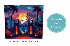 Sunset Tumbler Wrap Design, Tropical Tumbler Design Product Image 3