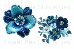 Sequin Flowers, Ephemera, PNG, watercolor, Clipart Product Image 3