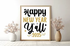 Happy new year y'all 2025 SVG, Happy New Year SVG Product Image 3