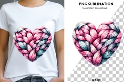 Valentine knitted heart png design for T-shirts Product Image 3