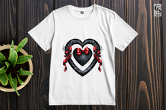 Gothic Heart With Red Bow Illustration Clipart Png Product Image 3