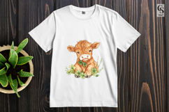 Highland Cow With Clover Clipart Sublimation PNG Product Image 3