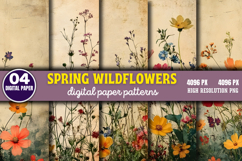 Spring Wildflowers Digital Paper PNG Product Image 1